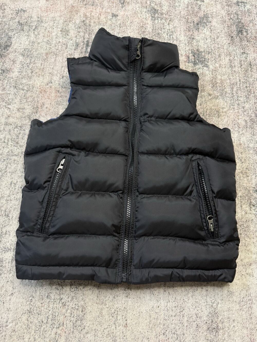 Gap Kids Navy Black Puffer Vest Zip Up Jacket Winter Warm Fall Sz XS/4-5